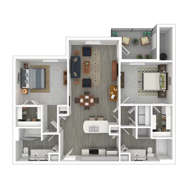 2 Bed 2 Bath 1213 SqFt (1084 Net) 2058 floor plan